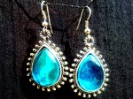 Blue centre and silvery metal teardrop