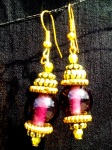 Purple glass bead with golden beads and findings