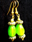 Lime Green glass bead with golden beads and findings