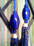 Gold and blue beaded multi-strand necklace